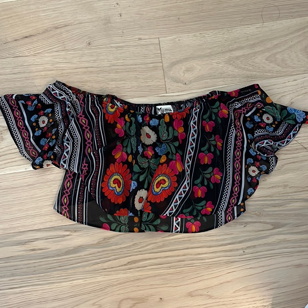 Show Me Your MuMu cropped floral off the shoulder top